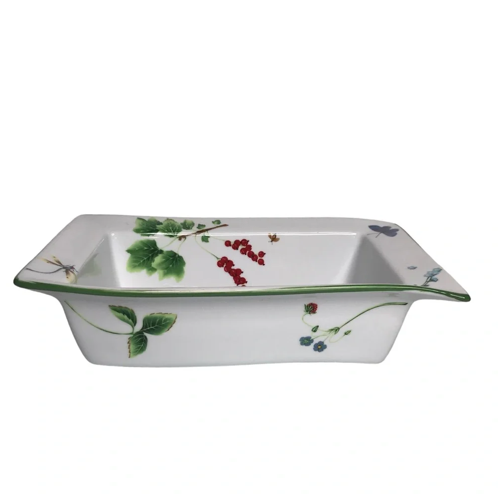 Wild Garden Floral Baking Dish Presentable Ovenware Loaf Pan Christmas Dragonfly